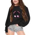 thumbnail image 1 of YOUSNH Chandails en Molleton pour Enfants Automne et Hiver Imprimé Lettres Col Rond Manches Longues Chandails en Molleton Hauts Filles Chandails à Capuchon Noir 9-10 Ans, 1 of 6