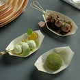 thumbnail image 3 of KMSS 50Pcs Disposable Wood Boat Plates/Dishes Disposable Bamboo Leaf Boat Wooden Boat Dish Sushi Boat Sushi Serving Tray Food Container Wood Bowl for Catering Home (4/6/7/8 inch), 3 of 7