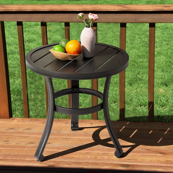 Nuu Garden 20'' Metal Outdoor Side Table, Patio Bistro Table, Outdoor Round End Table, Black