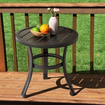 Nuu Garden 20'' Metal Outdoor Side Table, Patio Bistro Table, Outdoor Round End Table, Black