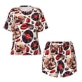 thumbnail image 4 of Lsque record lips Skull Women's Short-Sleeved Pajama Set - 2 Piece Soft and Lightweight Sleepwear Set-X-Large, 4 of 9