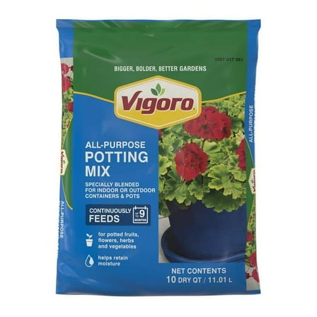 Vigoro 10 Qt. All Purpose Potting Soil Mix for Indoor/Outdoor Fruits, Flowers & Veggies