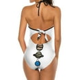 thumbnail image 3 of Planets Colour Deep V-Neck Halter One-Piece Swimsuit Ladies Monokini Beach Bathing Suits Swimwear Planets Geeleebee Tpdesigns, 3 of 5