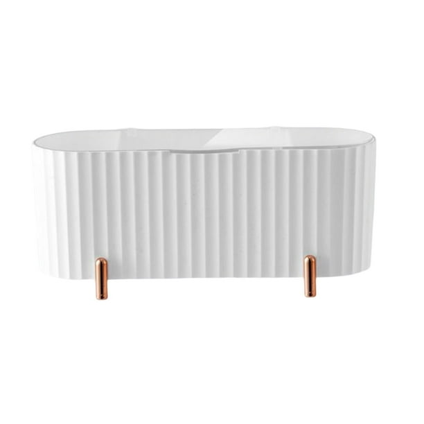 Porta almohadillas de maquillaje con tapa protectora, divisor desmontable único, organizadores de tocador para Blanco