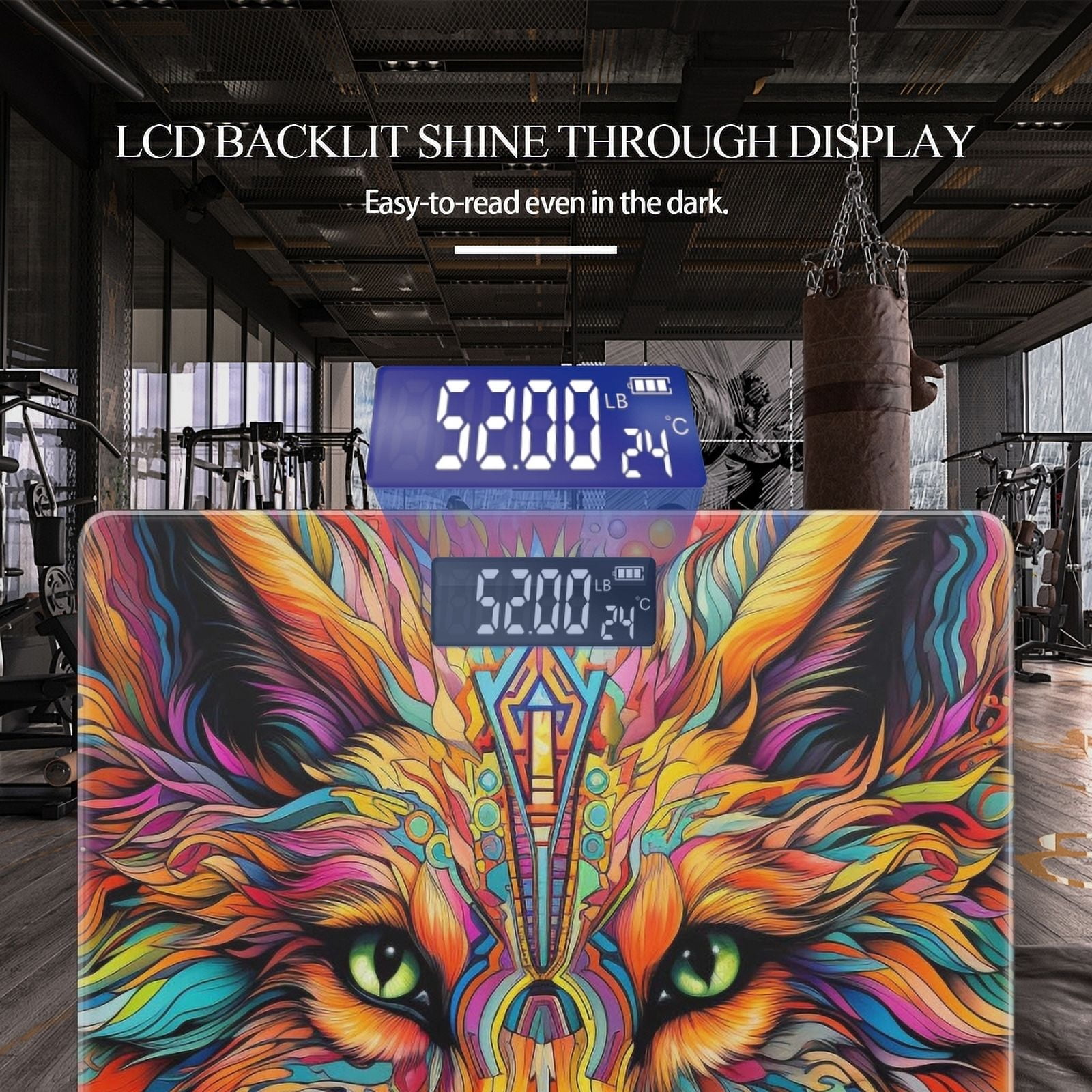 Bathroom Scale, Highly Accurate Digital Body Scale,Precisely Measures Weight up to 400 lbs-Fox Colorful And Highly Detailed With Vibrant Colors