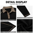 thumbnail image 6 of Mens Long Sleeve Polo Shirts Fashion Casual Raglan Button Polo Tee Collared Golf Shirt Black XXL, 6 of 8