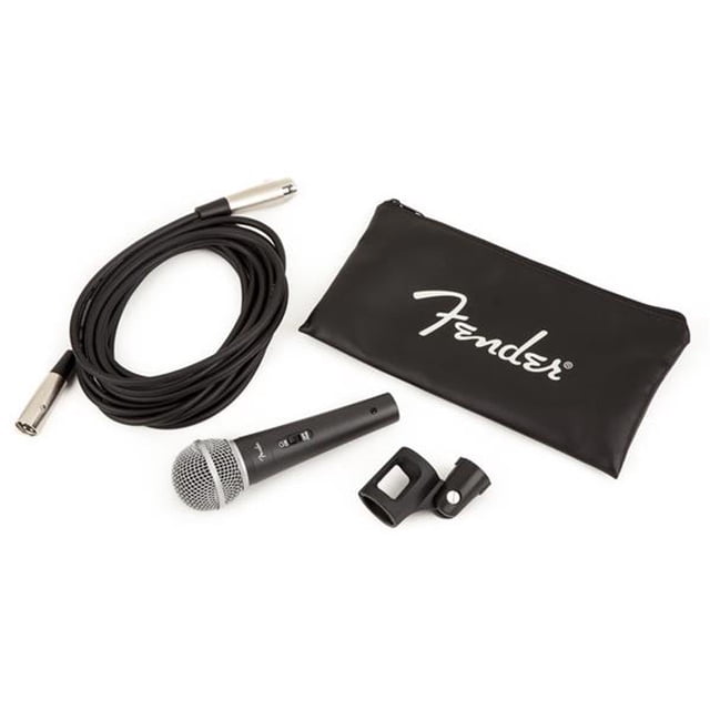 Kit de micrófono Fender P-52S negro con soporte, cable y funda