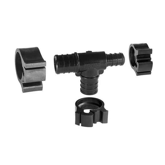 PEXLOCK 30825 Reducing Tee, 3/4" x 1/2" x 3/4", Black