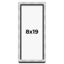 8x19 Frame Brushed Silver Solid Wood Picture Frame | 0.75 Inch Moulding Width | Rabbet Depth 0.75