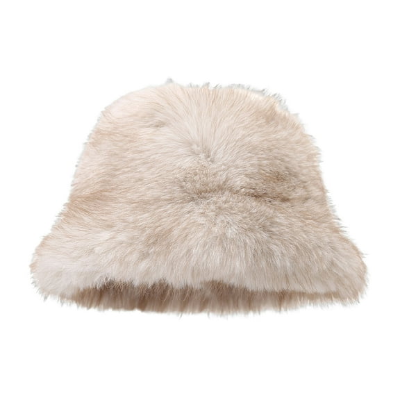Eosunjian Thickened Plush Basin Hat Winter Basin Hat Solid Color Thickened Soft Plush Warm Bucket Hat Windproof Outdoor Fisherman Hat for Women Lightweight