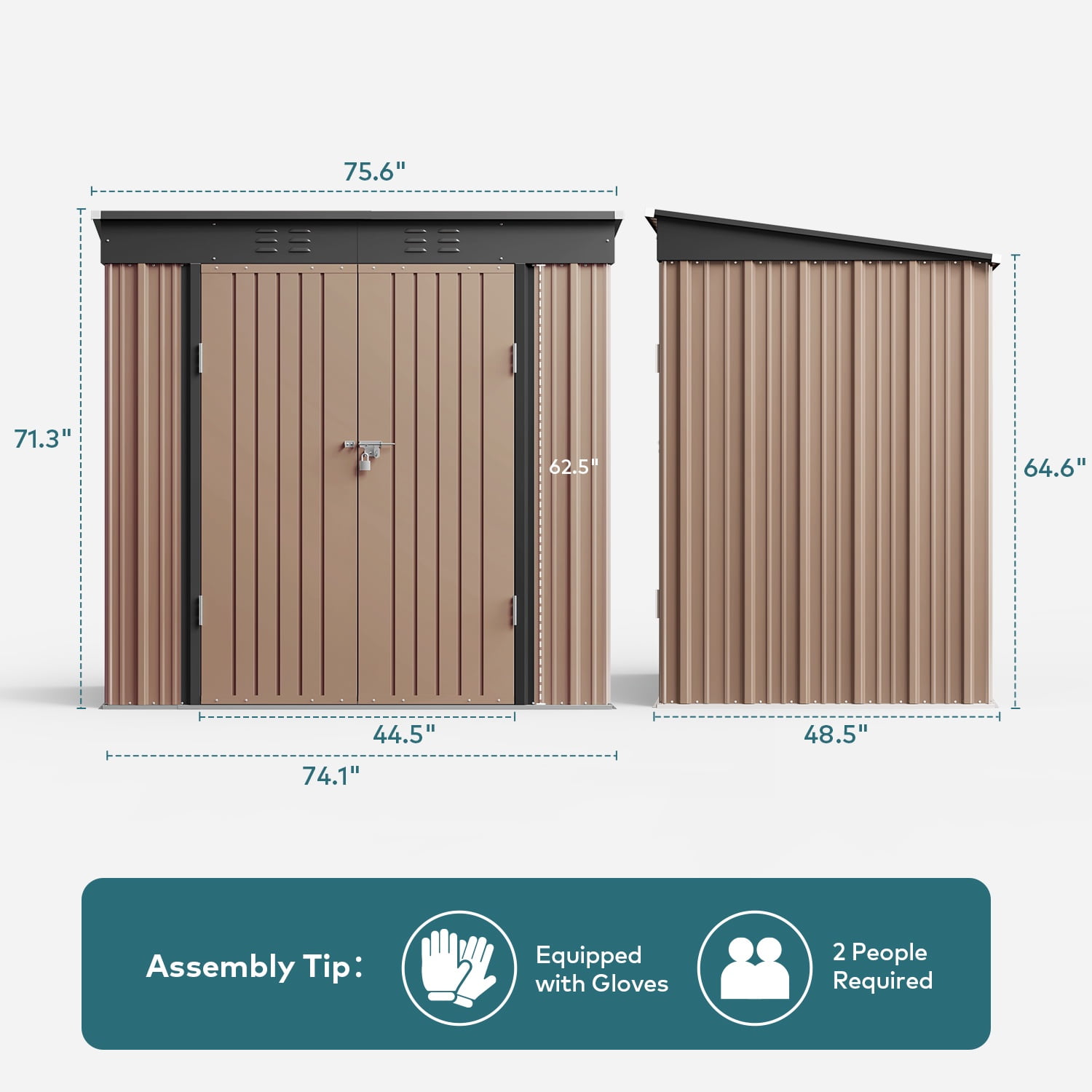 Lofka 6x4 FT Outdoor Storage Shed , Metal Garden Sheds & Outdoor Storage with Lockable Door for Backyard, Patio, Lawn, Brown