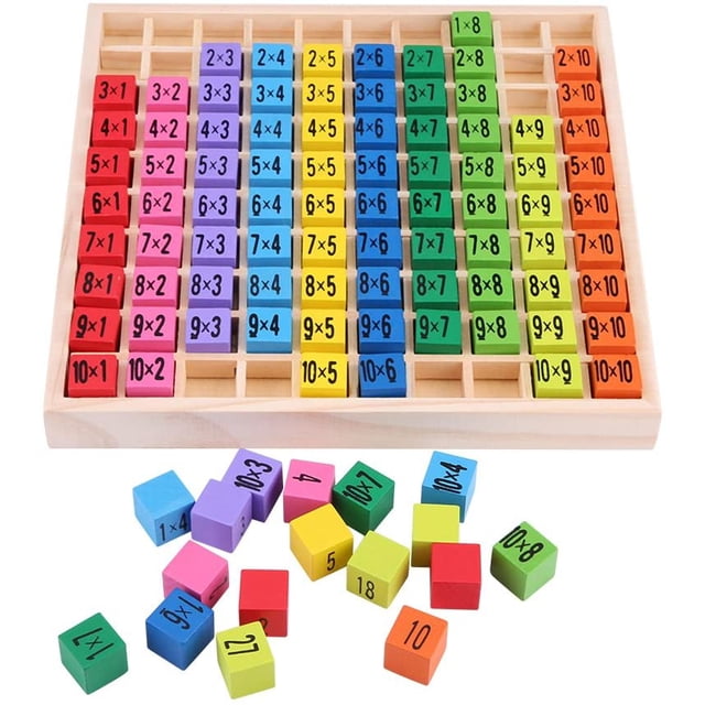 Table de Multiplication en Bois 10x10 Jouets Éducatifs Mathématiques en Bois Jeu de Casse-Tête Bloc Bébé