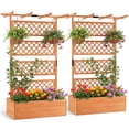 thumbnail image 1 of Gymax 2PCS Wooden Planter Box w/Lattice Trellis Flat Roof Drainage for Climbing Plant Orange, 1 of 10