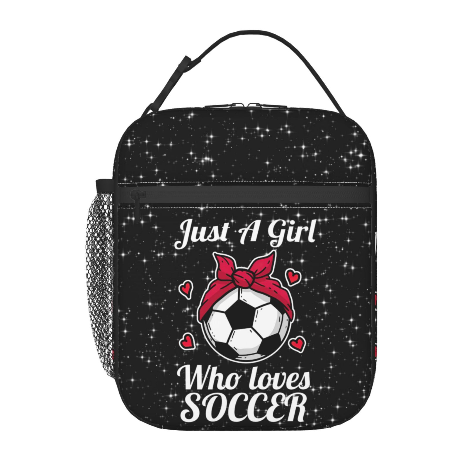 Girl Who Loves Soccer Lunch Box for Kids Portable Insulated Durable
