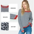 thumbnail image 3 of SHEWIN Women Sweater Stripe Knit Pullover Tops Holiday Jumper Crewneck Sweaters Long Sleeve Casual Knitted Fall Tops, 3 of 9