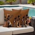 thumbnail image 4 of Brown Girls Boho Outdoor Waterproof Pillow Covers, Vintage Ethnic Abstract Art Decorative Square Throw Pillowcase Sofa Cushion Sham for Patio/Couch/Chair, 26"x26" 2 Pack, 4 of 8