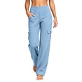 thumbnail image 6 of Zulora Women's Cargo Yoga Pants High Waist Stretchy Waistband Loose Straight Leg Casual Workout Trousers with Side Pockets, 6 of 10