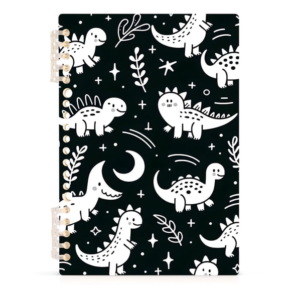 Cute Dinosaur with Moon Spiral Journal Notebook College Ruled Notebook 8.3" x 5.7" A5 Lined Thick Paper Page
