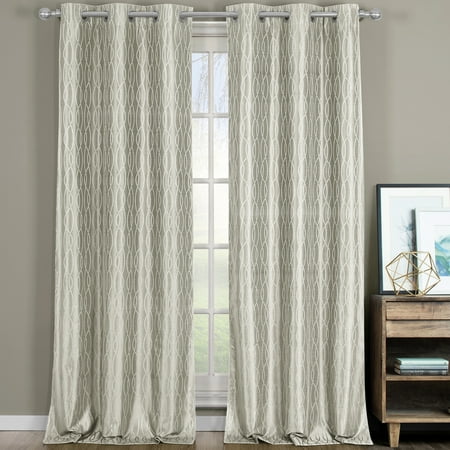 Royal Tradition Contemporary 2 Piece Jacquard Textured Blackout Curtain Panel