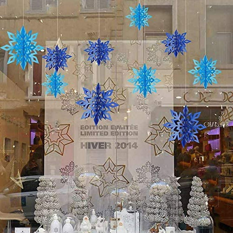 Ice Blue White Snowflakes Decorations frozen Birthday Party 3D