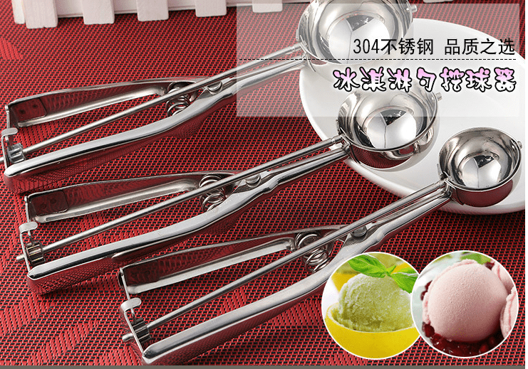 Stainless Steel Ice Cream Scoop Baller Mash Fruits Food Spoons Tableware Durable 