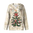 thumbnail image 6 of Women's Casual Fashion Long-Sleeve Zip-Up Hoodie with Christmas Print, Knitted Pullover for Comfortable Wear and Style,Beige,L, 6 of 8
