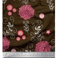 thumbnail image 1 of Soimoi Cotton Cambric Fabric Leaves & Aster Flower Print Fabric by Yard 42 Inch Wide, 1 of 1