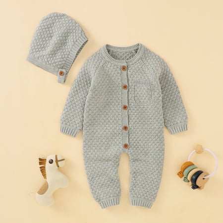 

Baby Rompers Long Sleeve Infant Boys Girls Jumpsuits Clothes Autumn Solid Knitted Newborn Toddler Kids Overalls One Piece 0-18M