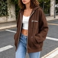 thumbnail image 6 of CBASIHI Womens Zip Up Hoodies with Pockets- Fall Casual Trendy Drop Shoulder Long Sleeve Oversized Sweatshirts Brown Size XL, 6 of 8