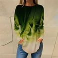 thumbnail image 2 of Womens Round Neck Long Sleeve Shirts Casual Gradient Color Pullover Tops Plus Size Loose Tunic T-Shirts (S, Green), 2 of 6