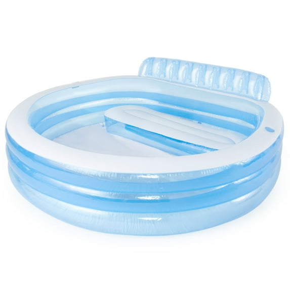 (Open Box) Intex, 2 x 57190EP, Swim Center Inflatable Family Lounge Swimming Pool with Bench 2 Pack, Blue