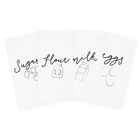 

The Cotton & Canvas Co. Milk Flour Sugar Eggs Soft and Absorbent Kitchen Tea Towel Flour Sack Towel Dish Cloth 4-Count