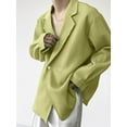 thumbnail image 3 of HYwys Men s Long Sleeve Suit Blazer Lapel Waffle Jacket Outwear, 3 of 7