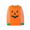 thumbnail image 4 of Argulvti Ensemble de Pyjamas Assortis pour la Famille, Haut à Manches Longues à Col Rond à Rayures d'Halloween avec Imprimé Citrouille + Pantalon Long pour Parents et Enfants, 4 of 9