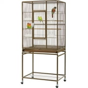 Yaheetech Rolling Parrot Cage Bird Cage for Conures Parakeets Cockatiels with Detachable Stand, Palmer Green