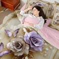 thumbnail image 3 of Erosebridal Teens Floral Rose Butterflies Twin Bedding Sets 7-Piece,Romantic Vintage Bedding Comforter Set For Girls Boys,Gold Purple,Pink Reversible, 3 of 6