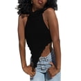 thumbnail image 1 of Blusa de punto con cuello alto y espalda descubierta, cuello alto, espalda abierta, dobladillo irregular, cuello alto, 1 of 8