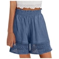 thumbnail image 1 of Shorts Taille Haute en Coton Lin Couleur Unie pour Femmes Polyester Décontracté pour Usage Quotidien, 1 of 6