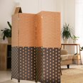 thumbnail image 2 of FDW Room Divider Wood Screen 4 Panel Wood Mesh Woven Design Room Screen Divider Folding Portable Partition for Home Office, CM, 2 of 7