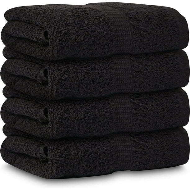 Gold Textiles Premium Black Hand Towels for Bathroom Ring Spun Cotton 4