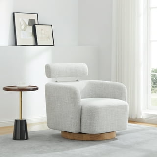 CHITA Swivel Accent Chair, Round Barrel Arm Chair, Fabric in Ivory ...