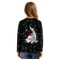 thumbnail image 2 of Xixirimido Black Cute Shark Printed Girls Long Sleeve Shirts Cute Kids Fashion Crew Neck Tunic Tops Tie-hem Tees for Fall Winter, Size 7-8, 2 of 7