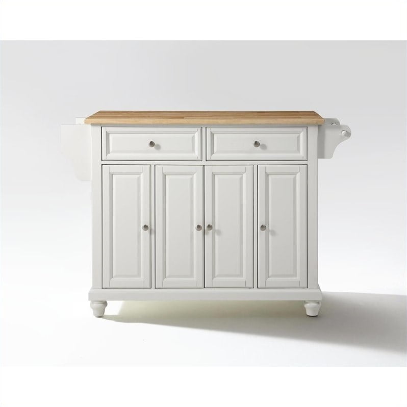 Crosley Furniture Cambridge Natural Wood Top Kitchen Island In White