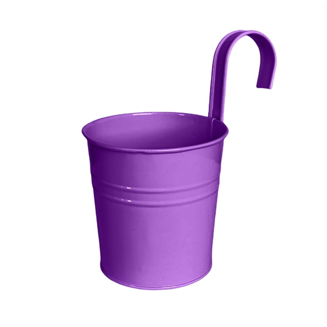 Hanging Metal Planter Flowerpot with Detachable Hook Drain Hole Railing Plant Pot for Balcony Garden Fence