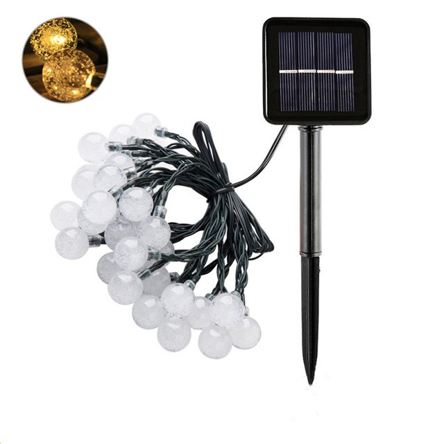 Solar Bubble Ball Lámpara Cadena 30 LED Cadena Luces de decoración de fiesta impermeables al aire libre para Patio Jardín Césped tholdsy LF000023-01B