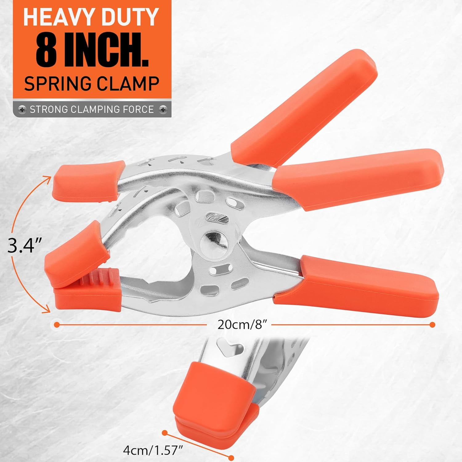 4-Piece 8" inch Spring Clamp, Heavy Duty Metal Clamps, 3.4"-inch Jaw opening Orange 8