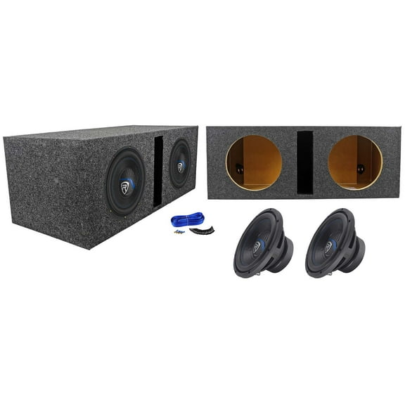 (2) Rockville K5 W10K5S4 10" 1200 Watt Car Subwoofers Vented Sub Box Enclosure