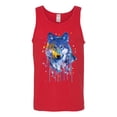 thumbnail image 2 of Wolf Painting Splatter Abstract Art Animal Lover Mens Graphic Tank Top, Red, 3XL, 2 of 3