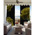 thumbnail image 4 of Yellow Rose Blackout Curtains, Light Blocking Print Window Curtains, Vintage Abstract Garden Flower Floral Black Thermal Insulated Window Drapes for Living Room 2 Panels, 104"W x 72"L, 4 of 9