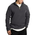 thumbnail image 4 of Mohiass Men's Quarter Zip Fleece Cotton Pullover Sweatshirts Mock Neck Casual Long Sleeve Fall Winter Warm Sweatshirt Gray 2XL, 4 of 5